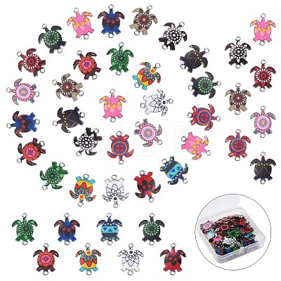 60Pcs 15 Styles Alloy Enamel Connector Charms ENAM-CJ0004-88-1