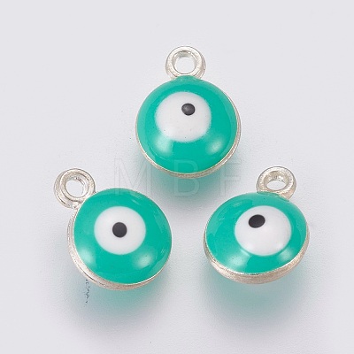Double-sided Platinum Plated Alloy Enamel Charms ENAM-WH0046-B-M-1