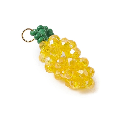 Handmade Glass Beaded Grape Pendants PALLOY-MZ00489-04-1