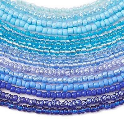 3MM Gradient Color Glass Seed Beaded Choker Necklaces for Women NJEW-JN05876-1