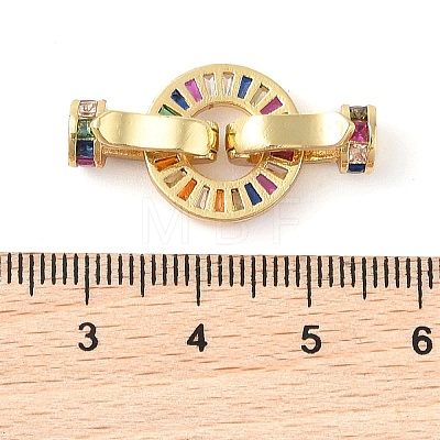 Rack Plating Brass Micro Pave Cubic Zirconia Fold Over Clasps KK-S384-09G-1