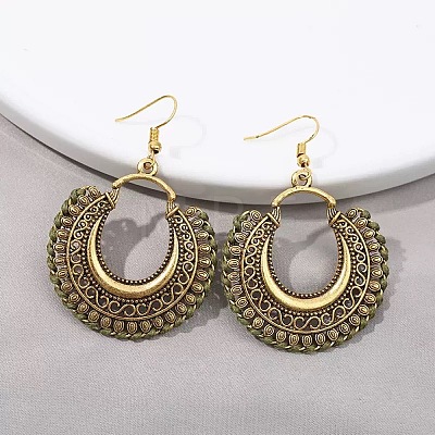 Bohemian Style Alloy & Cotton Cord Dangle Earrings FS-WGA9B48-05-1