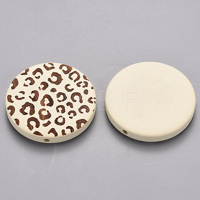 Painted Natural Wood Beads X-WOOD-N006-07E-1