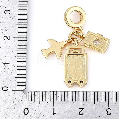 Rack Plating Brass Cubic Zirconia Summer European Dangle Charms KK-P287-01A-G-1