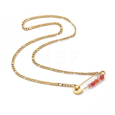 201 Stainless Steel Safety Pins Pendant Necklaces NJEW-JN03002-1