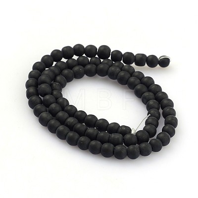 Frosted Glass Round Bead Strands GLAA-J064-4mm-02-1