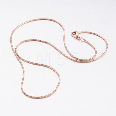 Brass Round Snake Chain Necklaces MAK-L009-08RG-1