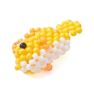 Glass Seed Beaded Fish Pendants PALLOY-MZ01234-03-1