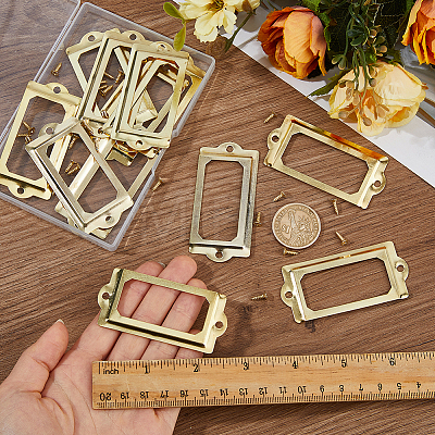 50Pcs Rectangle Iron Label Frame FIND-FH0018-09G-1