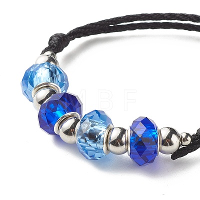 Faceted Glass European Beads Cord Bracelet BJEW-JB07035-02-1