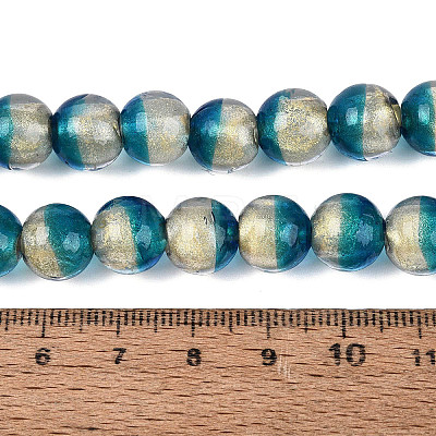 Handmade Lampwork with Gold Powder Beads Strands LAMP-N037-06B-02-1