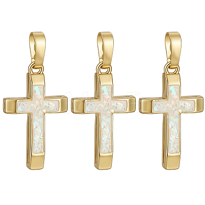 3Pcs Brass with Synthetic Opal Pendants KK-BC0015-77C-1