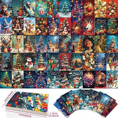 50Pcs Christmas Paper Greeting Cards DIY-P085-15D-1