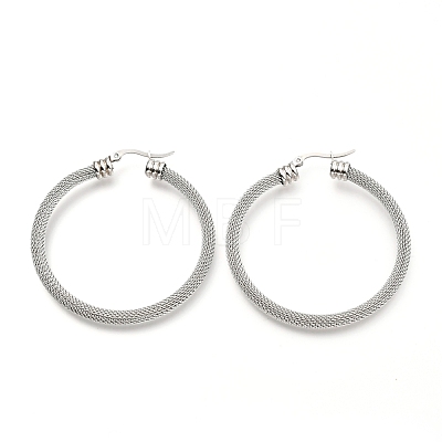 Non-Tarnish 304 Stainless Steel Mesh Hoop Earrings EJEW-C501-12P-C-1