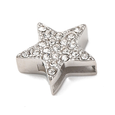 304 Stainless Steel Rhinestone Slide Charms STAS-P421-04C-P-1
