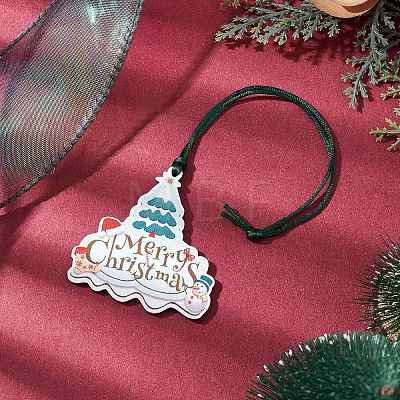 Christmas Wood Christmas Tree Pendant Decorations HJEW-JM02166-02-1