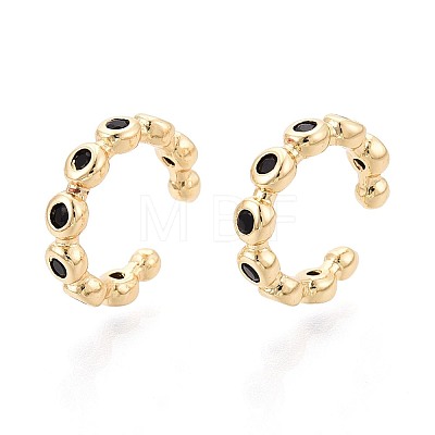 Brass Pave Cubic Zirconia Cuff Earrings EJEW-T049-03A-G-1