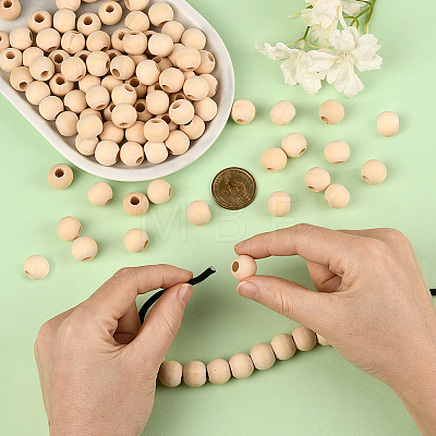 Natural Unfinished Wood Beads WOOD-PA0001-16C-1