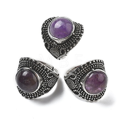 Natural Amethyst Adjustable Rings RJEW-I108-03AS-09-1