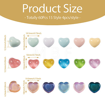 Craftdady 60Pcs 15 Style Transparent and Opaque Resin Cabochons CRES-CD0001-06-1