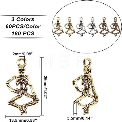 180Pcs 3 Style Punk Alloy Pendants FIND-FH0001-23-1