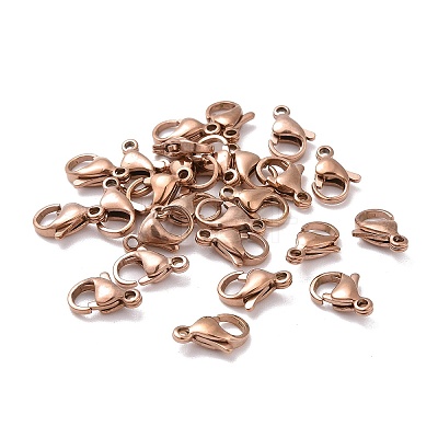 Ion Plating(IP) 304 Stainless Steel Lobster Claw Clasps X-STAS-H353-D-02RG-1