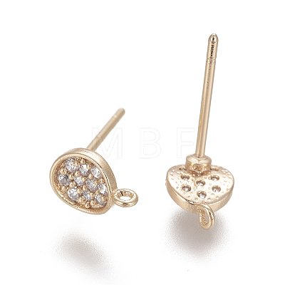 Brass Micro Pave Cubic Zirconia Stud Earring Findings KK-I644-42G-NF-1