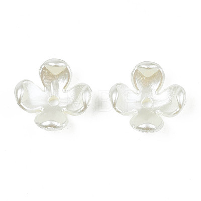 4-Petal ABS Plastic Imitation Pearl Bead Caps X-OACR-S020-31-1