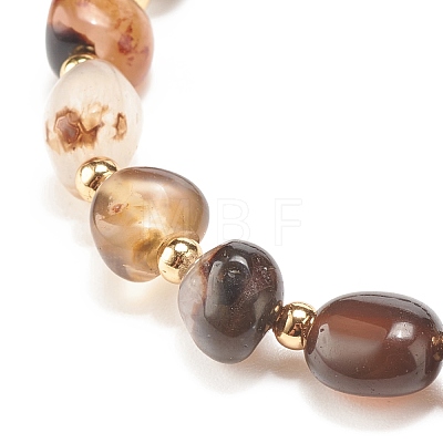 Natural Black Agate(Dyed) Round Beaded Stretch Bracelet BJEW-JB08197-07-1
