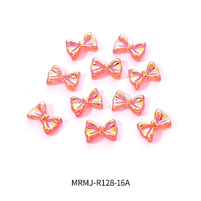 Electroplated Bowknot Resin Cabochons MRMJ-R128-16A-1