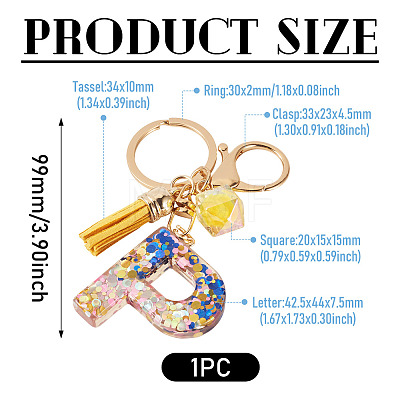 Alloy Resin Polygon Keychains KEYC-TADJ0002-03G-P-1