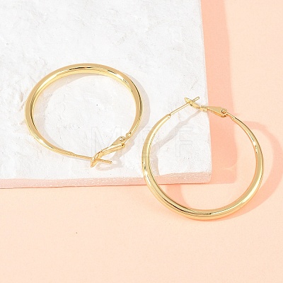 Brass Hoop Earrings for Women EJEW-A156-17C-G-1