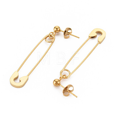 304 Stainless Steel Safety Pin Dangle Stud Earrings for Women EJEW-N016-031LG-1