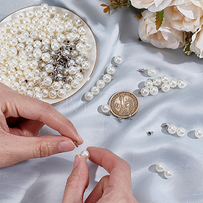 200 Sets Plastic Imitation Pearl Buttons KY-WR0001-13-1