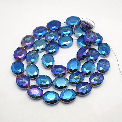 Faceted Electroplate Crystal Glass Oval Beads Strands EGLA-F059B-05-1