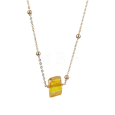 Electroplated Raw Natural Quartz Pendant Necklaces NJEW-JN04968-1