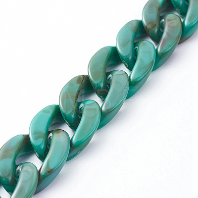 Handmade Acrylic Curb Chains AJEW-JB00679-01-1
