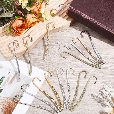 24Pcs 4 Styles Zinc Alloy Bookmark Findings FIND-PA0001-73-1