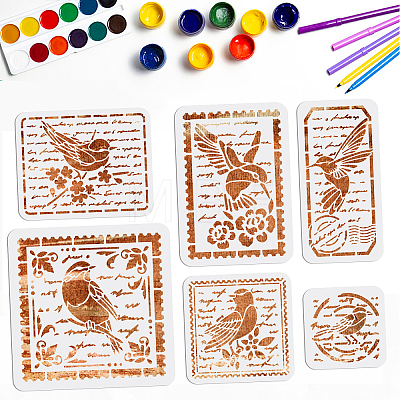 6Pcs 6 Styles PET Hollow Out Drawing Painting Stencils DIY-WH0411-034-1