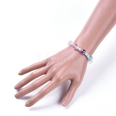 Transparent Acrylic Imitated Pearl  Stretch Kids Bracelets BJEW-JB04575-1
