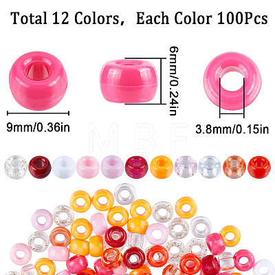SUNNYCLUE 1200 Pcs 12 Colors Transparent Plastic Beads KY-SC0001-84-1
