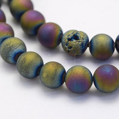 Electroplate Natural Druzy Agate Beads Strands G-G708-8mm-07-1