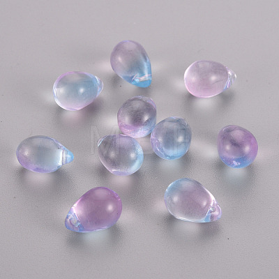 Two Tone Transparent Spray Painted Glass Charms GLAA-T016-37-A01-1