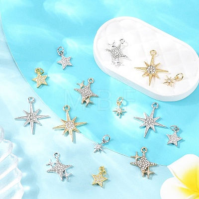 16Pcs 8 Styles Brass & Alloy & Rhinestone & Cubic Zirconia Pendants Sets FIND-YW0011-28-1
