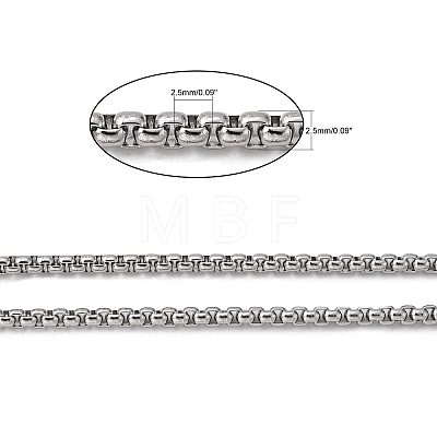 Non-Tarnish 3.28 Feet 304 Stainless Steel Box Chains X-CHS-K001-37B-1
