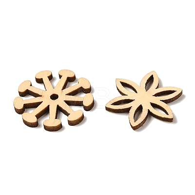 50Pcs Unfinished Wood Flower Shaped Cutouts Ornament WOCR-PW0003-05-1