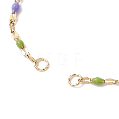 304 Stainless Steel Colorful Enamel Link Chain Slider Bracelet Makings AJEW-JB01281-1