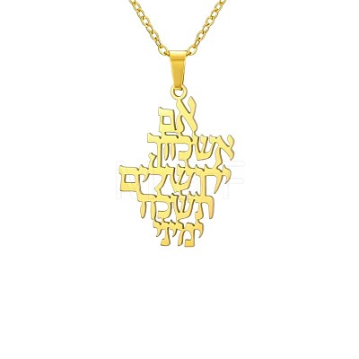 304 Stainless Steel Religion Letter Pendant Necklaces FS-WGB6D0C-02-1