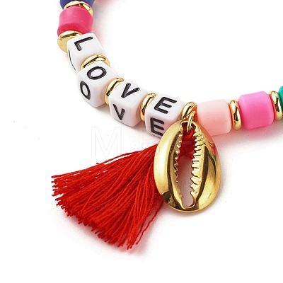 Word Love Beads Stretch Bracelet for Girl Women BJEW-JB07208-01-1