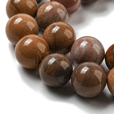 Natural Petrified Wood Round Bead Strands G-F266-08-12mm-1